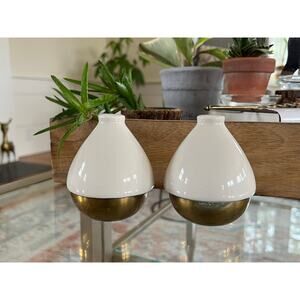 Vintage Ceramic and Brass Salt and Pepper Shakers, Mid-Century Modern Tear Drop